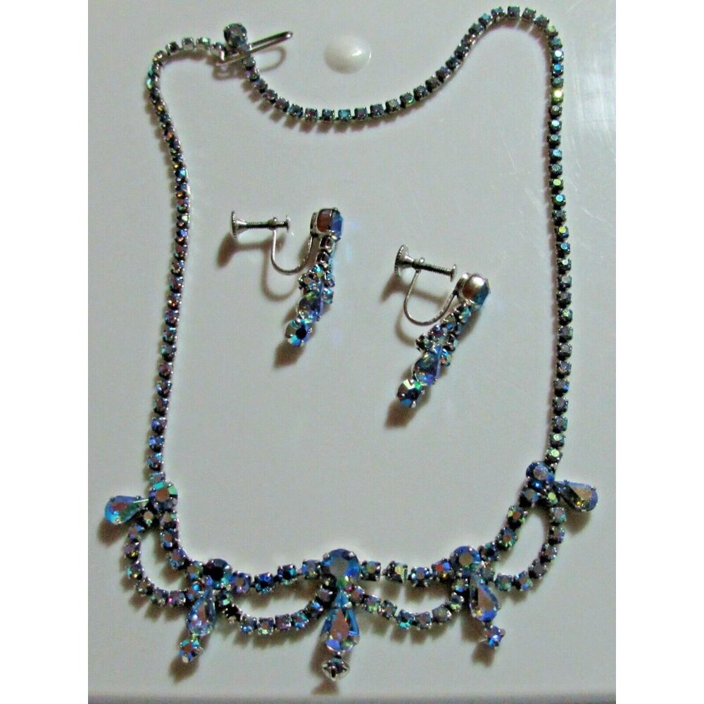 Jay Kel Original New York 5th Avenue  AB Aurora Borealis Necklace  Earrings Set